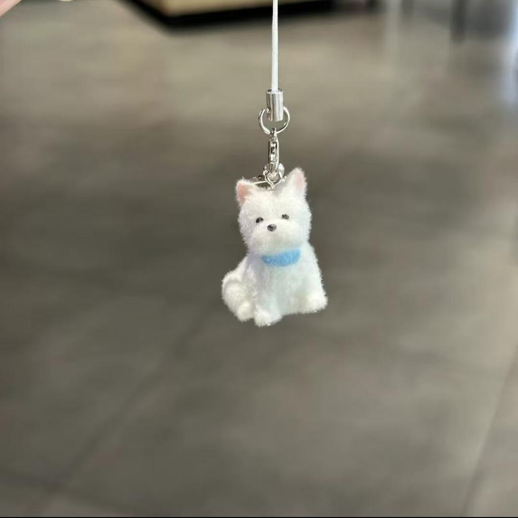 Cute Sweet Plush Cartoon Dog Keychain Pendant for Women Girls Fashion Animal Mobile Phone Backpack Accessories Friendship Gift
