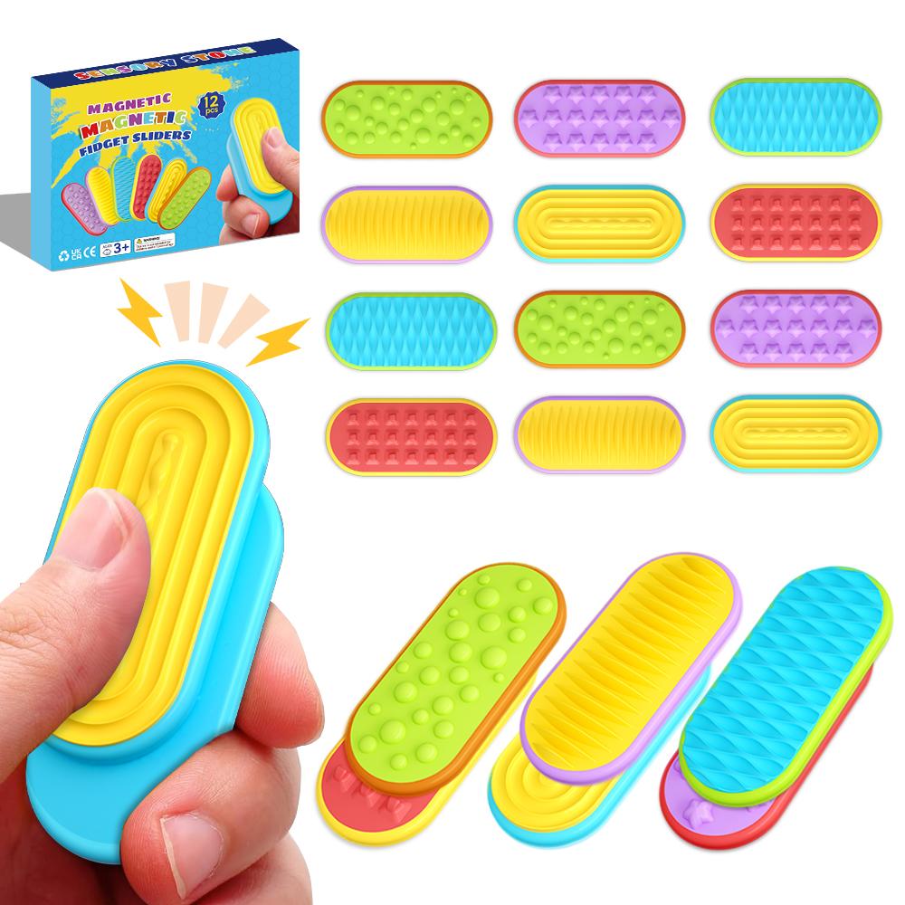 6er-Pack Magnetische Fidget Slider – Starke Magnete Schieben & Ziehen Sensorik-Spielzeug für Erwachsene & Jugendliche, Taschenformat für Reisen, 6 Texturierte