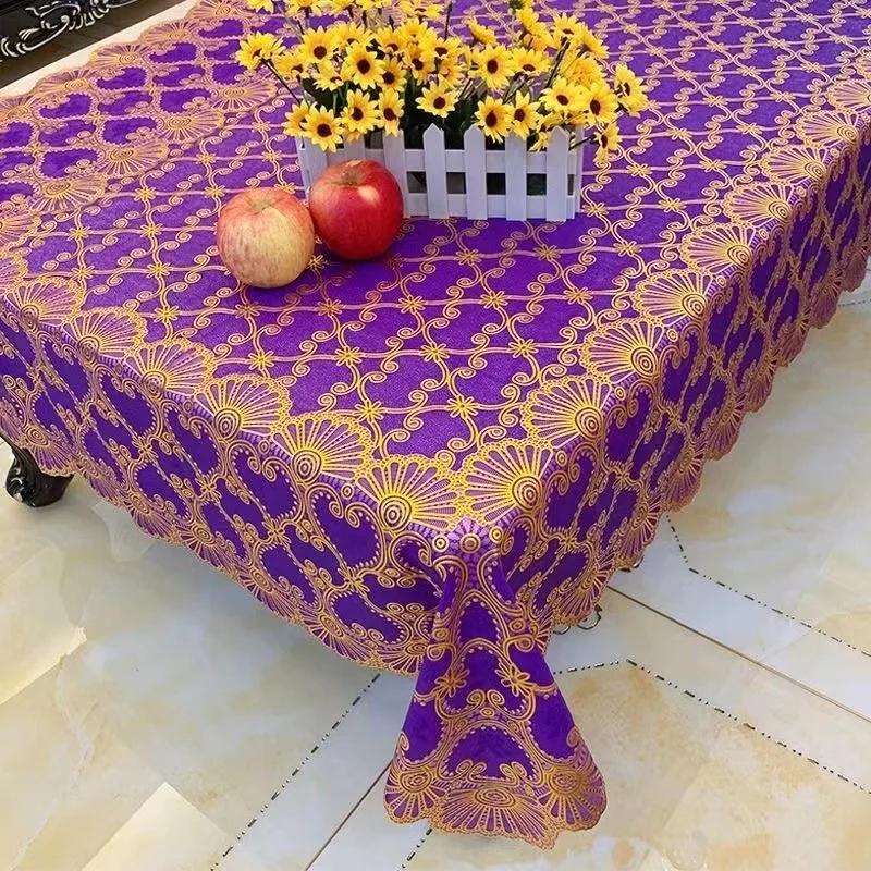 PVC Table Cloth Waterproof Oil-proof Tablecloth Non-washing Tea Table Cloth Hot Gold Household Table Cloth Accessories Home