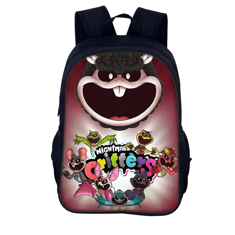 Albtraum-Kreaturen Cartoon Rucksack Schulrucksack 40cm/15,7 Zoll Reißverschluss Büchertaschen Animierte Mochila Kindergeburtstagsgeschenk