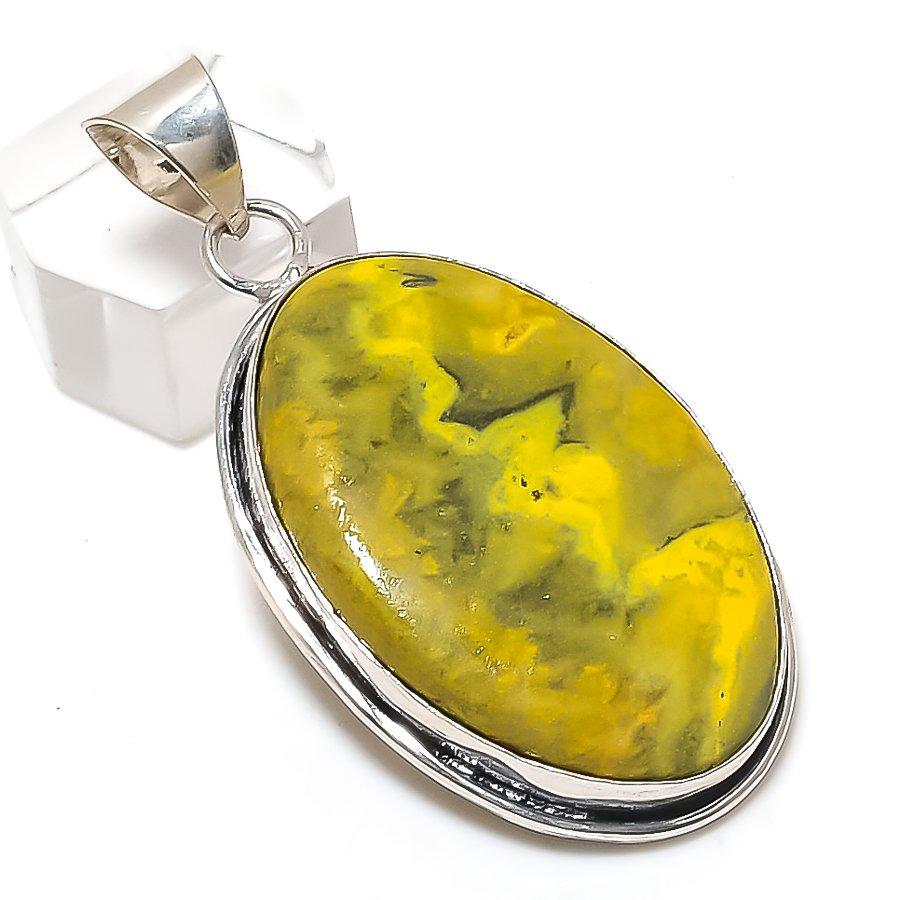 

Natural Ocean Jasper Gemstone 925 Sterling Silver Jewelry Pendant 2.25 A8j50