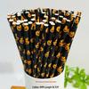 Biodegradable Halloween Paper Straws with Skull and Pumpkin Design