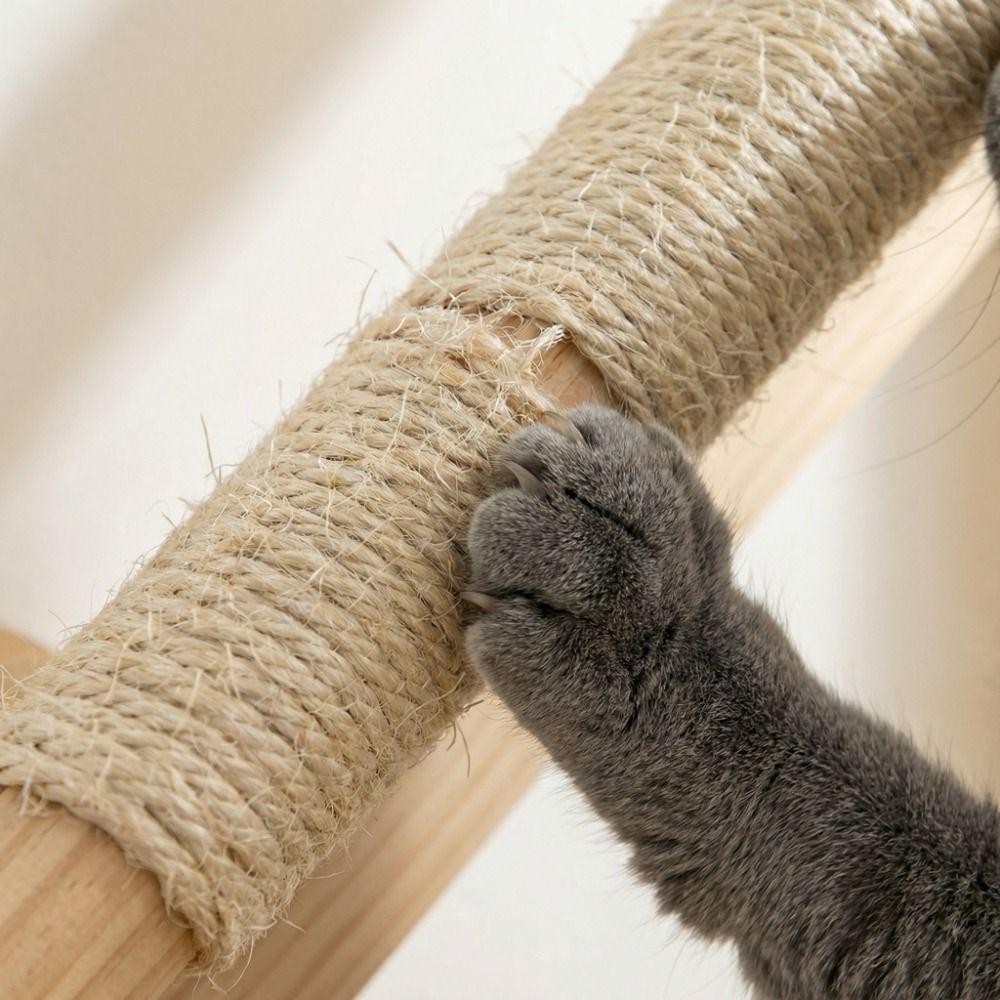 Space Saving Sisal Rope Cat Stairs Wooden Wall Mounted Cat Hammock Cat Jumping Platform  Playing