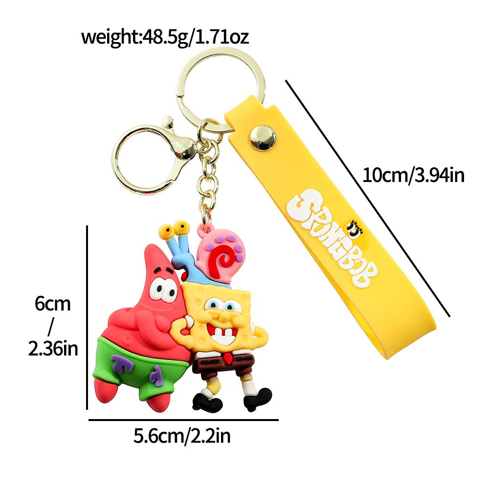SpongeBob SquarePants Character Keychain Set - SpongeBob, Patrick, Squidward PVC Figures & Metal Rings, Bag Charm Christmas Gift