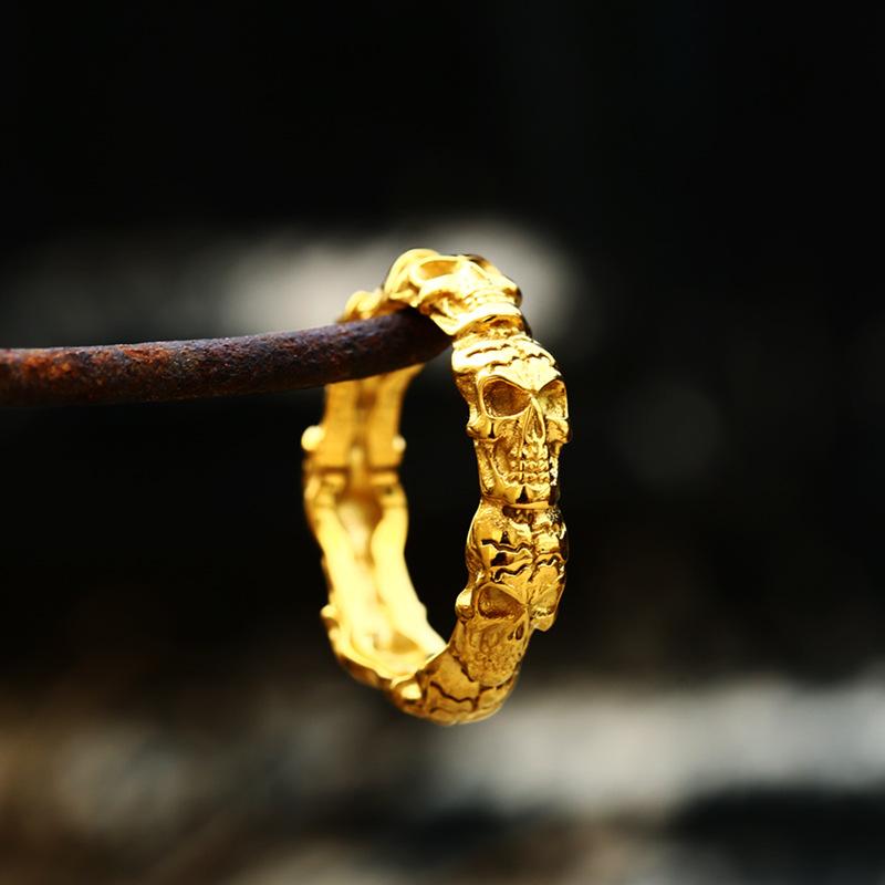 Titanium Steel Skull Head Ring Punk Style Fashion Jewelry