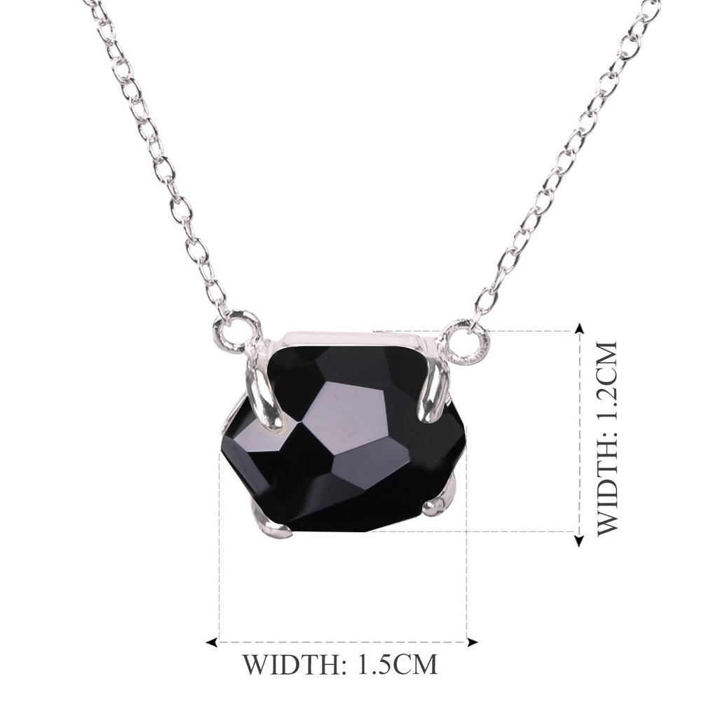 KELITCH Top Crystal Pendant Necklace Handmade Chain Women's Jewelry Gift (Black Silver)