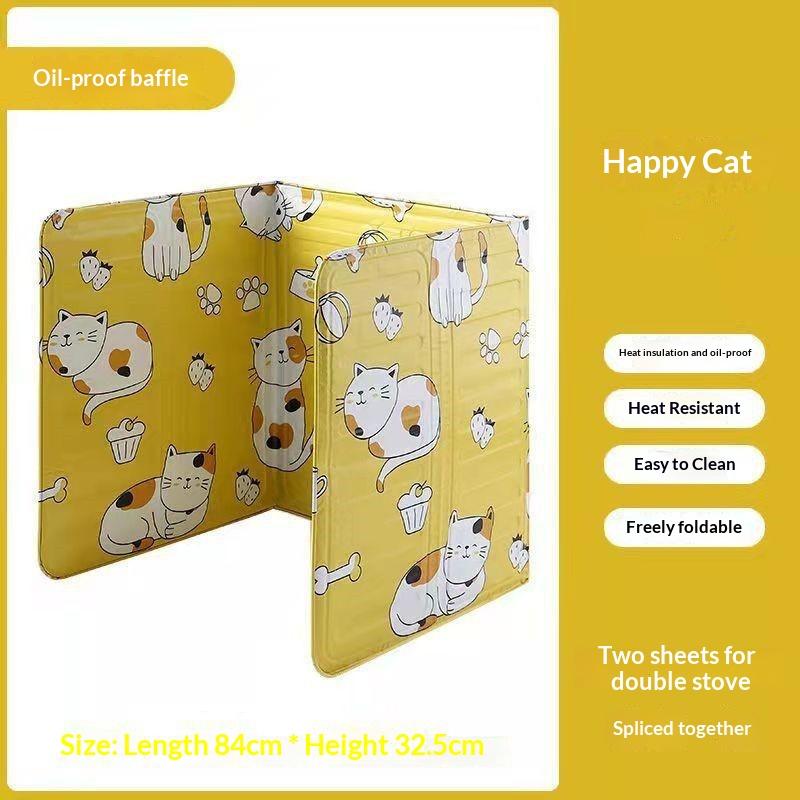 Gas Stove Foldable Aluminum Foil Anti-Splash Baffle, Heat Insulation Oil Splatter Guard With Overflow Protection For Kitchen Coo