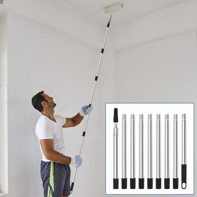 10.83ft Verlengstok voor Verfroller met Conische Adapter 9-Delige Lichtgewicht Roestvrijstalen Verlengstok voor Schilderen en
