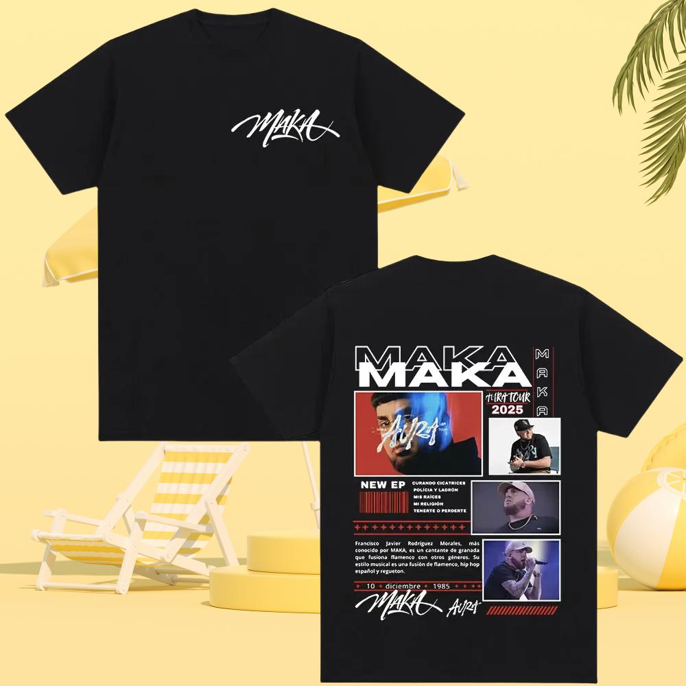 Rap singer Maka Aura 2026 Tour Merch Mens and Womens Fashion Retro Street Tshirt Casual Short Sleeve Tshirt Street Cool