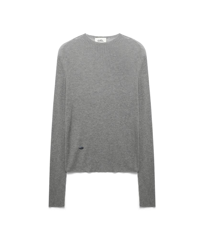 Keoseuteomeokeullagumeon Linen See-Through Ribbed Half-Neck Knit 5 Color Cowkt020