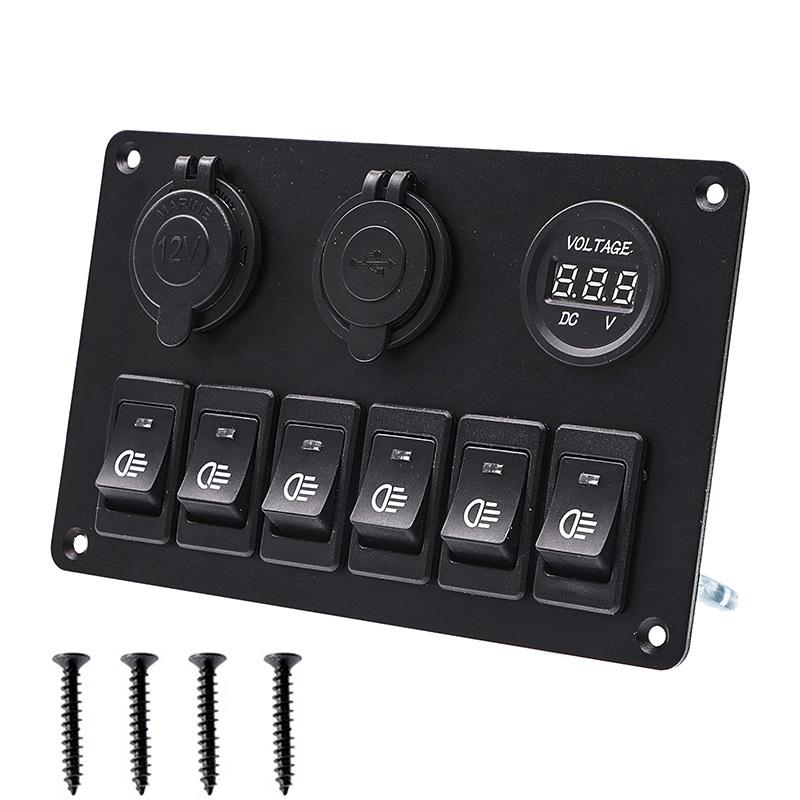 Blue LED Switch Panel 4/6/8 Gang Toggle Switch Control For Car Boat Camper Marine RV 12V Power Outlet USB Charger