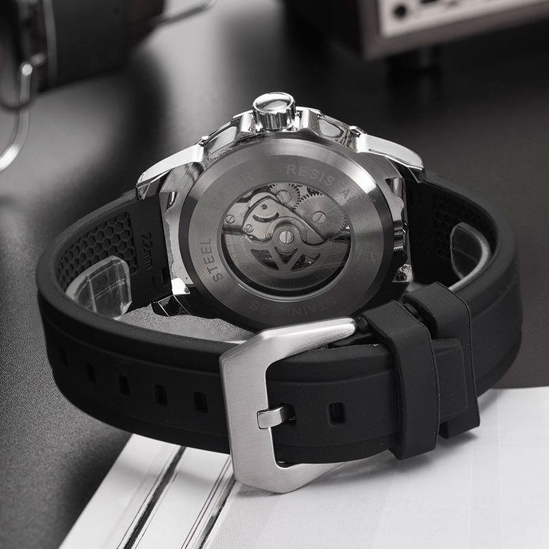 Kilo Time Men's Hollowed-Out Automatic Mechanical Watch with Wormhole Concept & Xenon Design—Stylish for Students