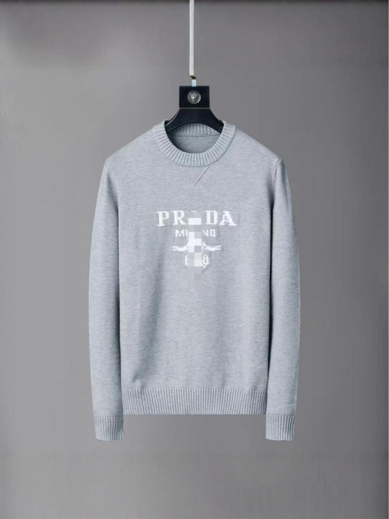 Unisex sweter Prada z rzepami i pełnym nadrukiem: Kurtka z długim rękawem i okrągłym dekoltem