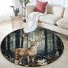 Elk Round Area Rug,Carpet Rug for Living Room Bedroom Sofa Playroom Decor,Non-slip Floor Mat
