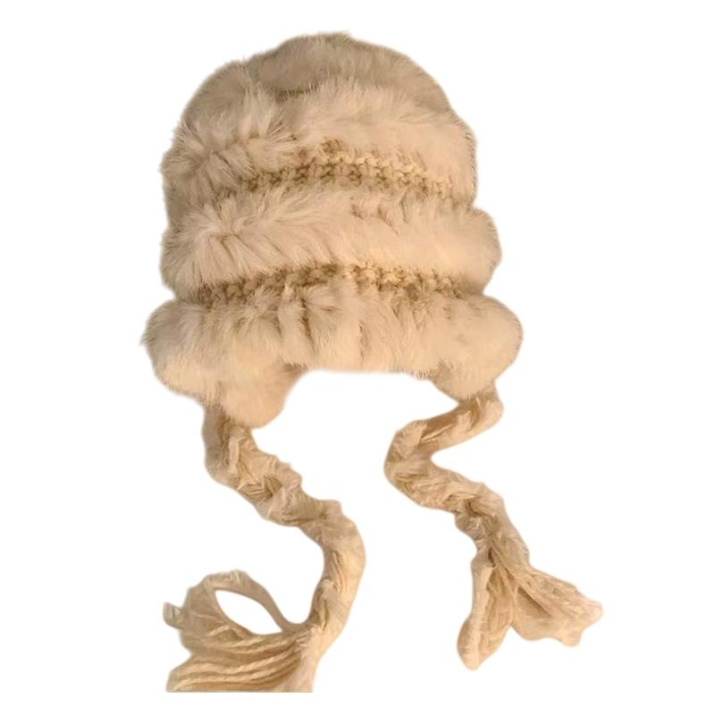 Plush Hat With Ear Warmth And Playfulness Hand Decoration For Winter Outdoor Activity Cold Weather Protection