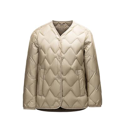 Trainingsserie Einfarbige Lässige Sportliche Warme Daunenjacke Damenjacke Walnuss-Khaki 162447935-4