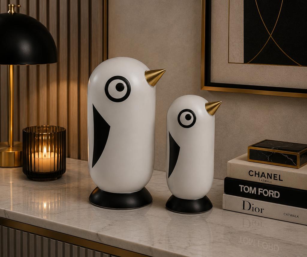 Ceramic Penguin Piggy Bank with a Golden Beak 13X12X23.5