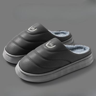 Large-sized Cotton Slippers for Men's Indoor Home Warmth with Fleece Shoes