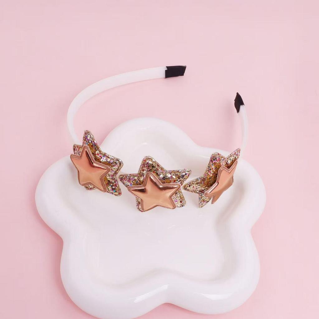 Children's Gradient Rainbow Sequin Star Headband - Colorful Double Layer Party Hair Accessory