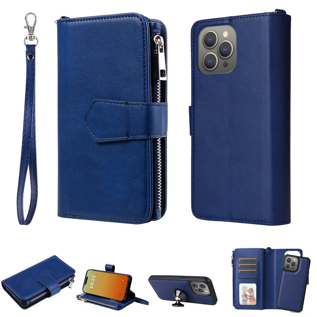 Applicable to iPhone17 mobile phone leather case 16Pro multi-function zipper wallet split magnetic two-in-one card
