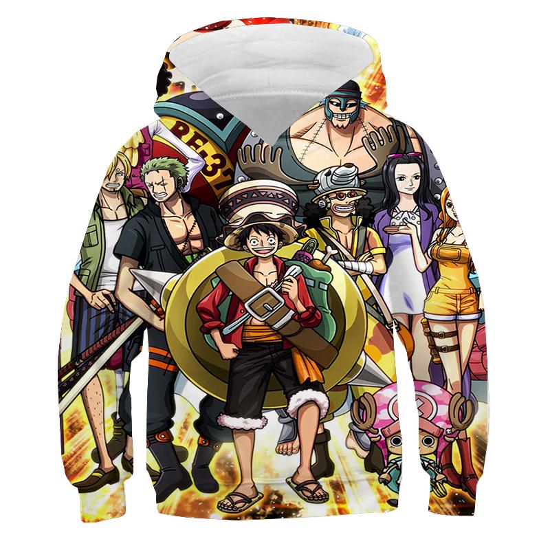 Moletom com capuz infantil One Piece Moletom com capuz Anime Luffy Moletom com capuz Roupas infantis Meninos Meninas Manga comprida Outono Quente Pulôver Casual Tops