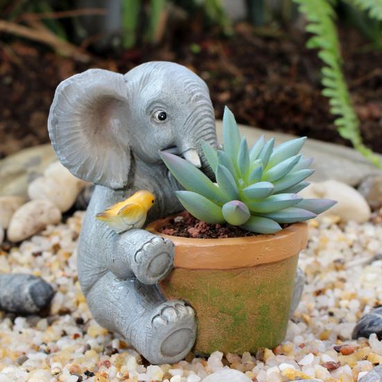 Härlig elefantblomkruka Handgjord hartsplanta Kruka Dekorativ saftigväxtkruka för Hem Rum Trädgård Balkong Kontor