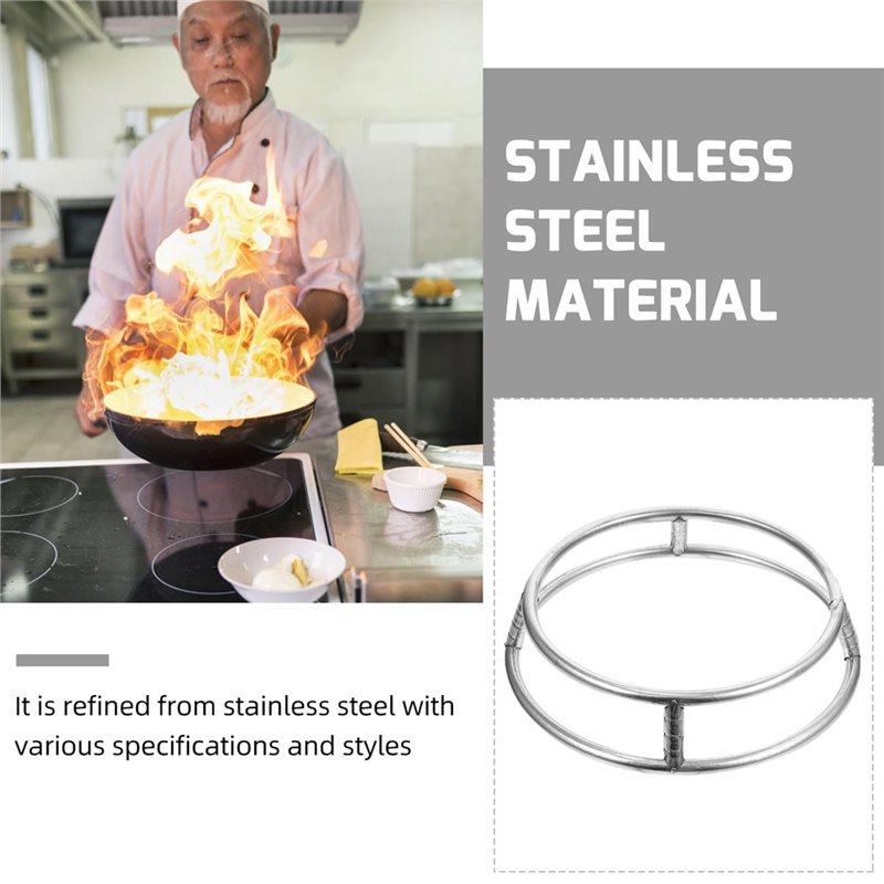 AT21-Stainless Steel Pot Rack Heavy-Duty Load Support Heat-Proof Stove Stand Double-Ring Wok Holder