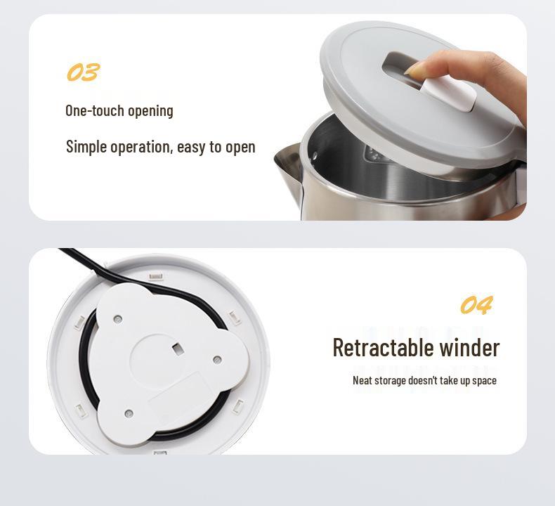 Kuangjia Double-Layer Electric Kettle with Anti-Scald Design, Large Capacity, Auto Power-Off, 110V/220V