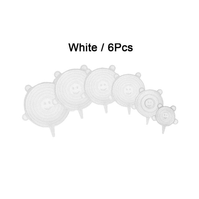 6 PCS Universal-Silikondeckel, Lebensmittel-Silikon-Abdeckkappe für Kochgeschirr, Schüssel, Mikrowellen-Abdeckung, Stretchdeckel, Lebensmittelfolie, Schüsselstopper