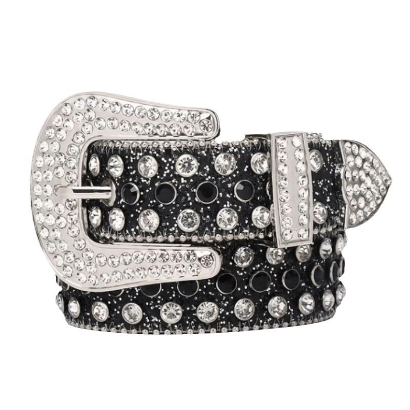 Vintage Rhinestone Sparkly Punk Belt with High-End Pin Buckle