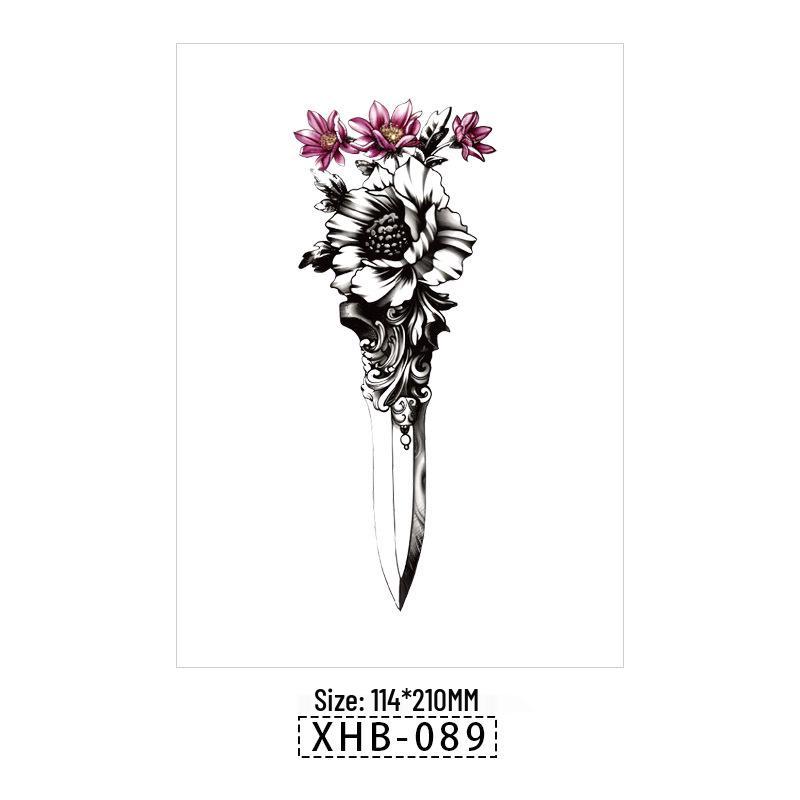 Skull Geisha Sweatproof Tattoo Sticker - Women's Small Full Arm Design