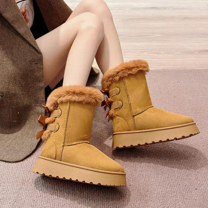 Women's Snow Boots  Winter New Fashion Plush Platform Shoes Outdoor Warm Boots Women Shoes Bota Camurca Cano Longo