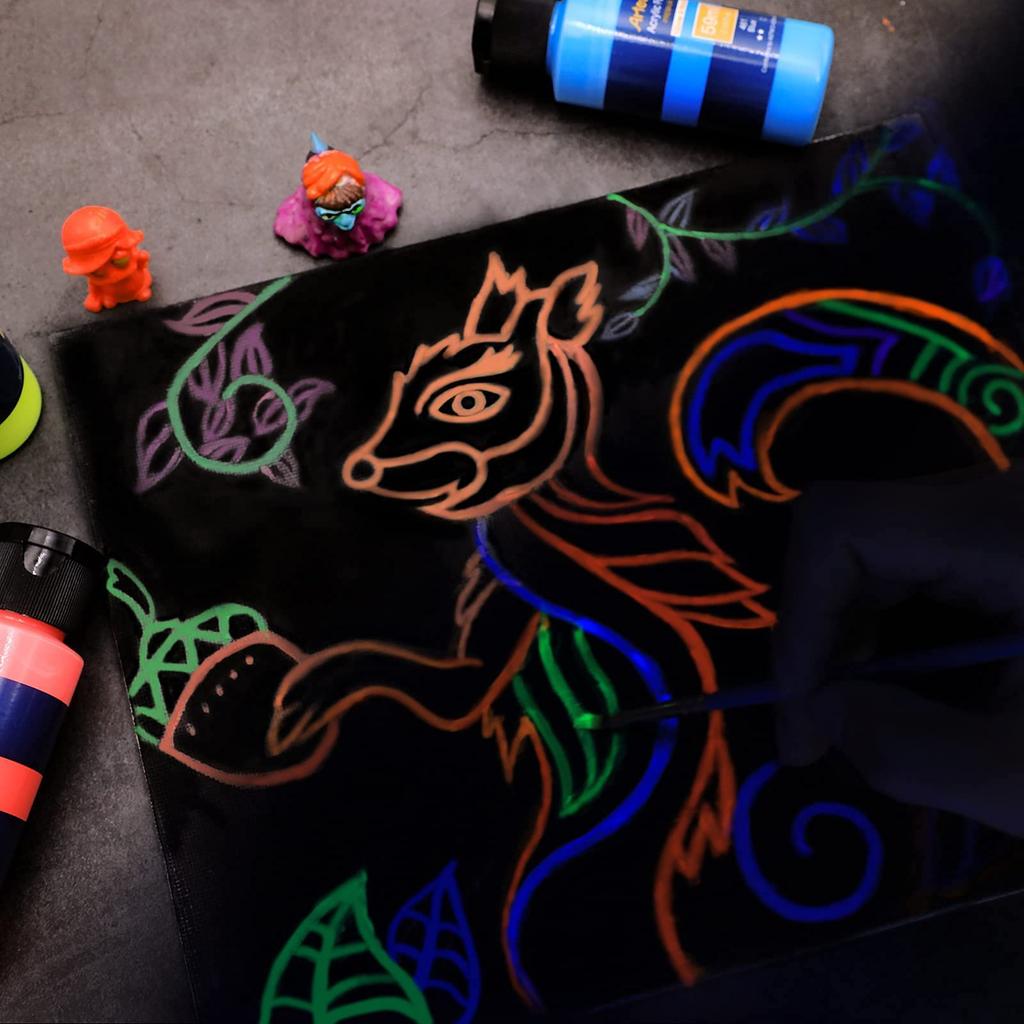 Artecho Självlysande Färg, 6 Färger, 60ml/2oz, Akrylfärger för Dekorativ Konstmålning, Utomhus och Inomhus, Hantverk, Duk, Sten, Trä, Wa