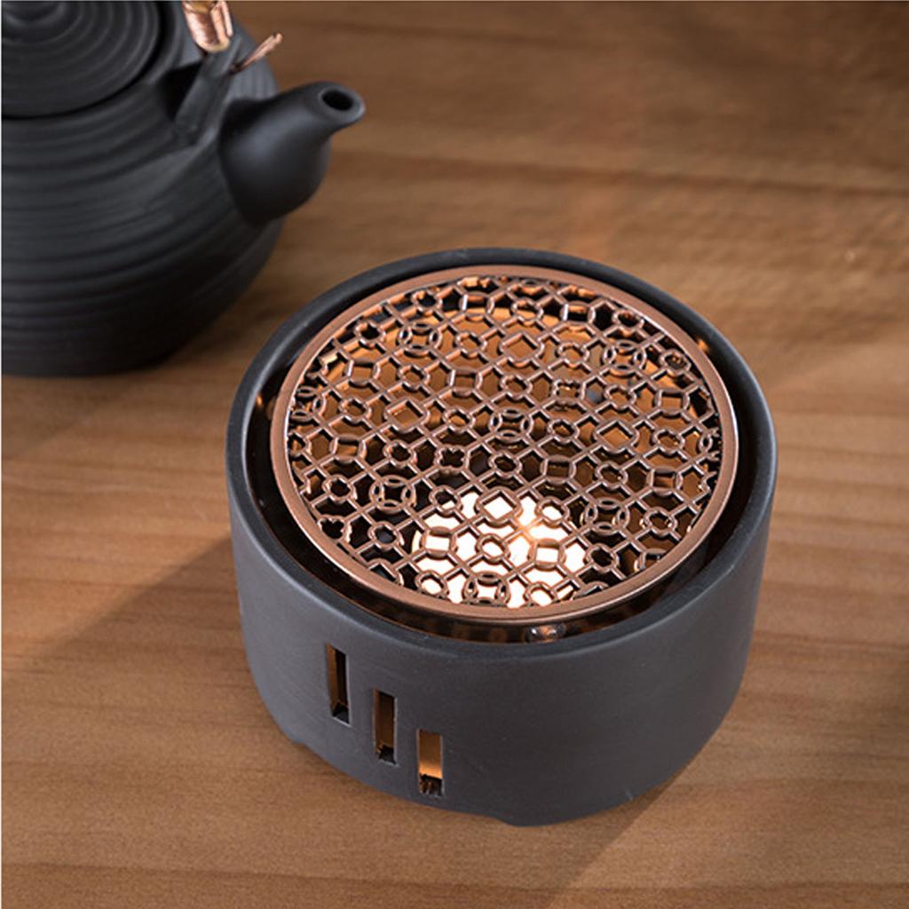 Teapot Warmer Kit with Bronze Color Mat Functional Convenient Tea Coffee Warm Tool for Coffee Beverages