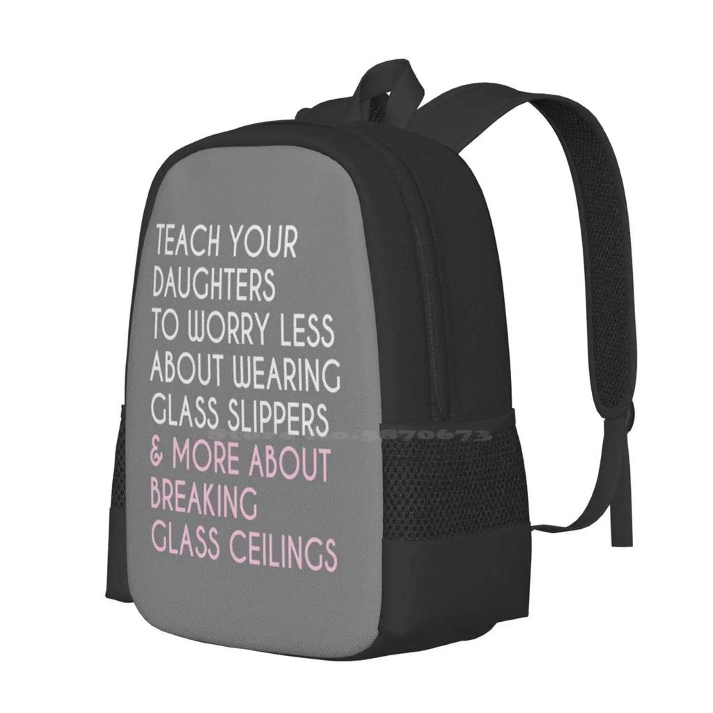 Breaking Glass Ceilings Pattern Design Bag Student's Backpack Feminism Strong Woman Boss Lady Womens Rights Resist