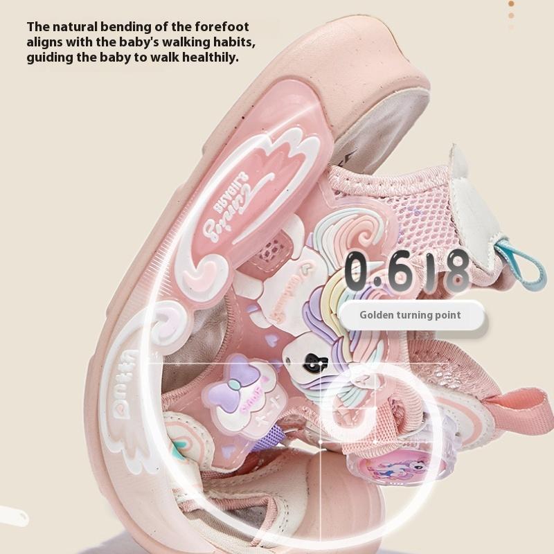 New Summer Girls' Closed Toe Rotating Button Beach Soft Sole Refreshing Sandals