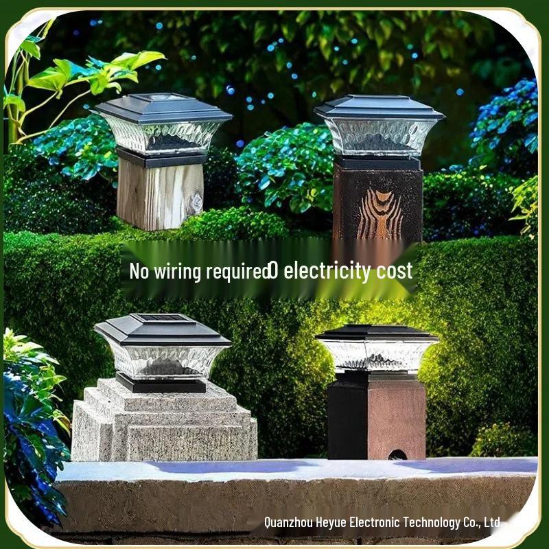 Dual Color Solar Garden Pillar Lights – Waterproof Chinese Retro Style for Fence and Gate Posts