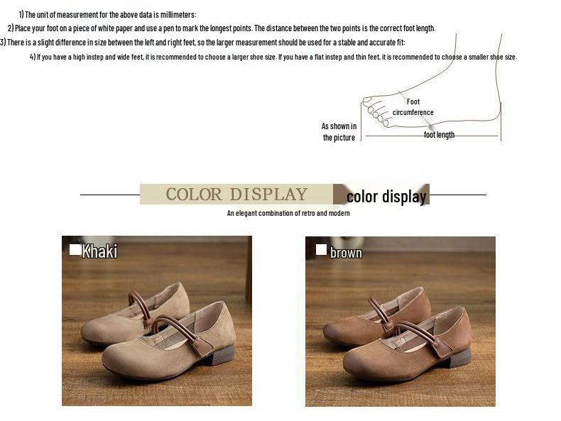 Women's Retro Genuine Leather Mary Jane Shoes - Soft Sole, Lightweight, Flat Bottom, Perfect for Spring and Autumn.