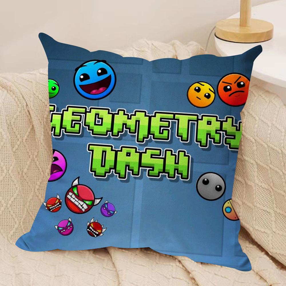G-Geometry Dash V-Video Cushion Cover Soft Plush Fabric Double-Sided Printed Sofa Cushion Cover For All Seasons Home Decor Gift