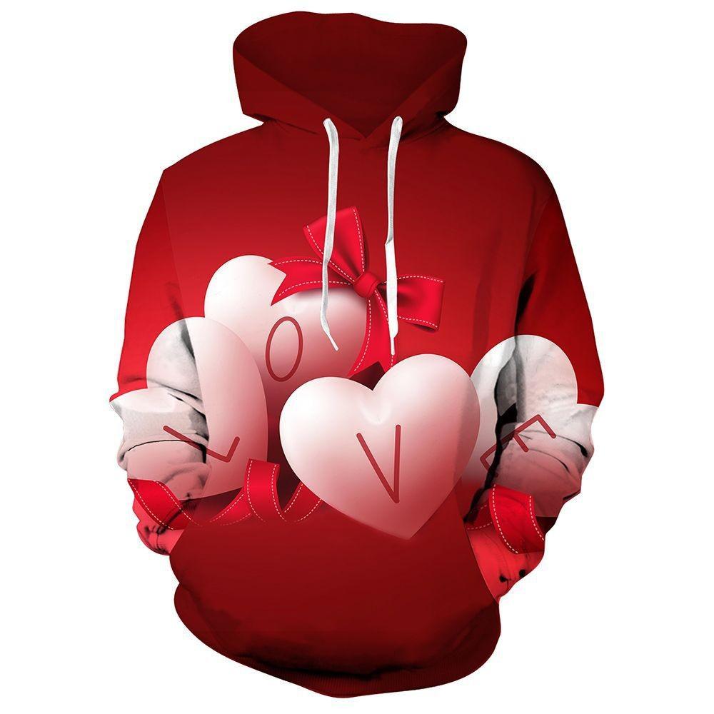 3D цифровая печать День святого Валентина Пара Любовь Сердце Мужская толстовка с длинным рукавом Модная толстовка с капюшоном L 3490₽