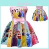 Vestido de Princesa Disney para Menina com Laço Mistura de Algodão Para Primavera Verão Idades de 3 a 8 Anos