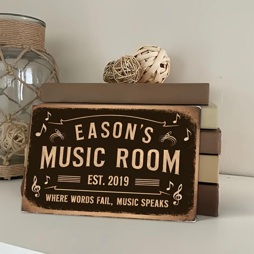Custom Vintage Guitar Metal Wall Sign Personalized Retro Aluminum Decor For Music Lovers