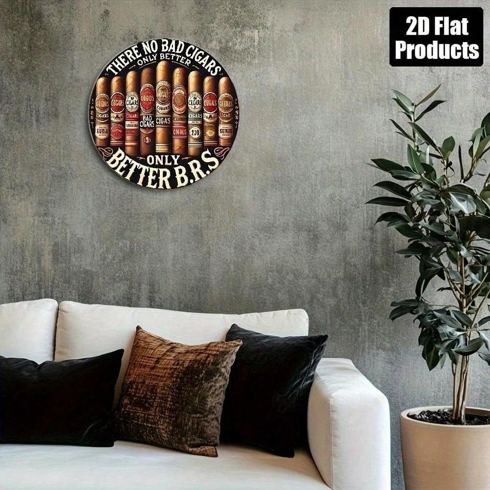 Vintage Metall Blechschild Retro Zigarren Pub Wandkunst Heimbar Küche Garage Man Cave Dekoration Rund 2D Flach