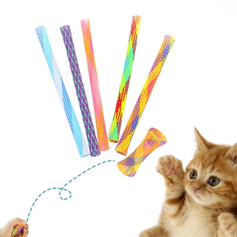 25Pcs Kitten Chew Toy Teething Soft Woven Cats Toy Interactive Attractive Woven Tube Shape Teething Toy