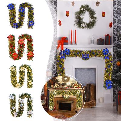 Porta de vime criptografada de Natal de 2,7 m, decoração de guirlanda suspensa, decoração de árvore de Natal (com luzes)