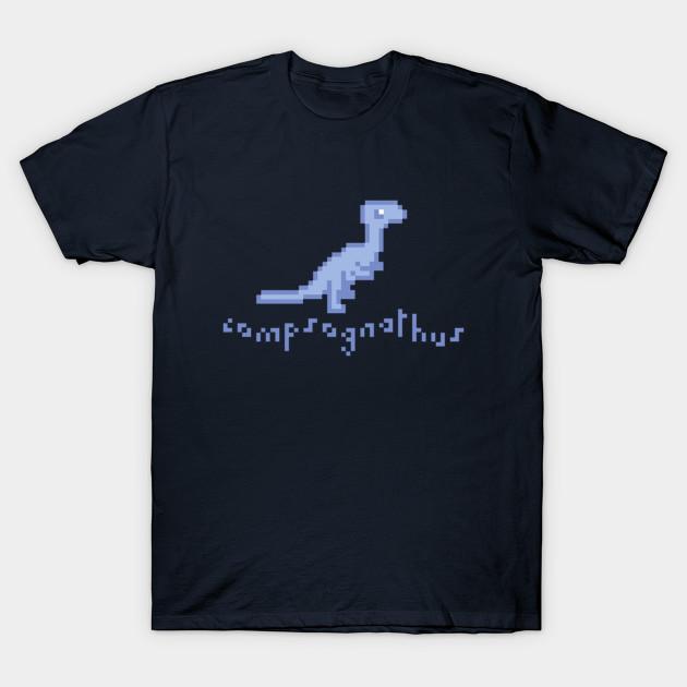 

Men Black Print T-shirt Pixel Art Compsognathus No-Cut Transfer Paper Print Cotton Tshirt M Темно-синій
