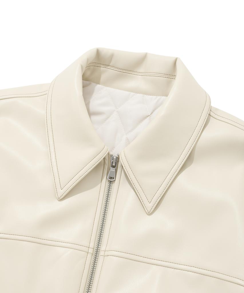 Fallett Topstitch Vegan Leather Padded Blouson Ivory
