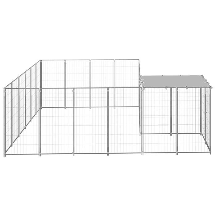 VidaXL Chenil Argenté 8,47 m² Acier Enclos pour Chiots Cage Chiens Extérieur 3082219