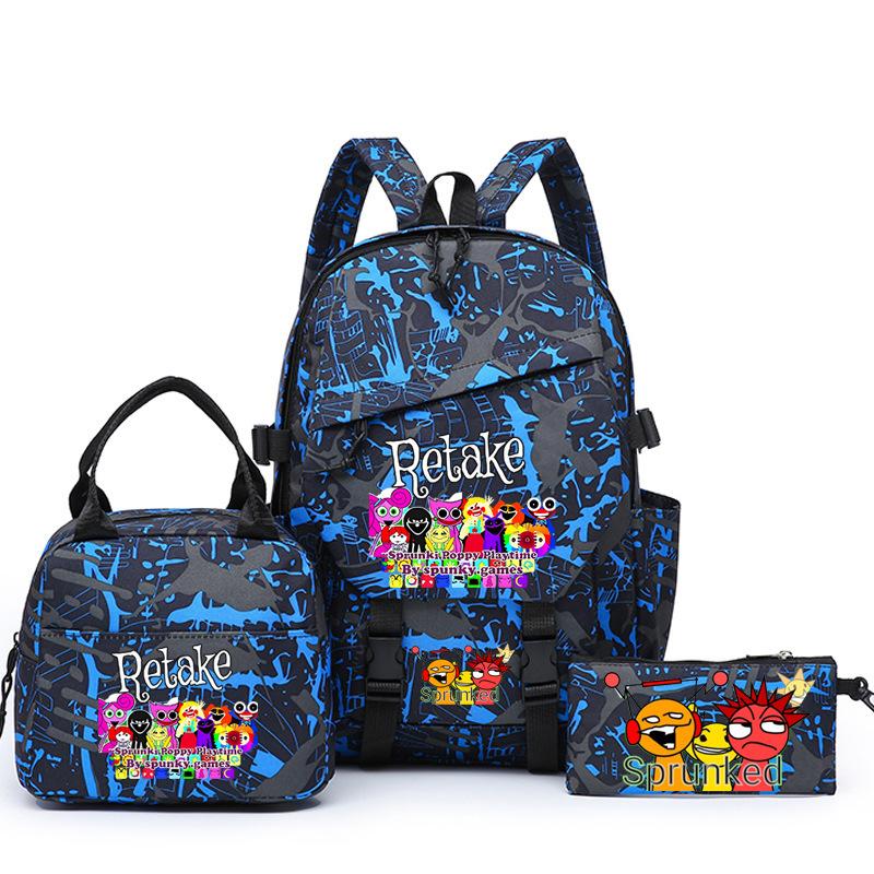New rhythm box printed starry sky teen student schoolbag three-piece set men's and women's backpack