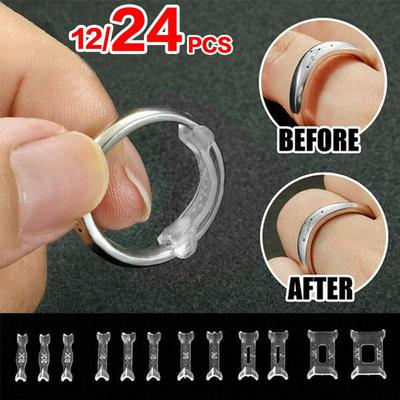 12/24PCS Regolatore della dimensione dell'anello Riduttore della dimensione dell'anello Invisibile per gli anelli sciolti La dimensione del regolatore dell'anello si adatta a qualsiasi anello Distanziatore di protezione dell'anello (6 dimensioni)